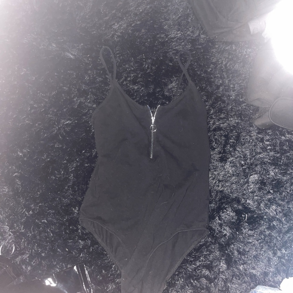 Black Zipper Bodysuit